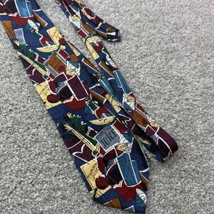 Vintage 80's Neck Tie TABASCO with TOMATO JUICE 100% Silk Navy Multi MADE IN USA